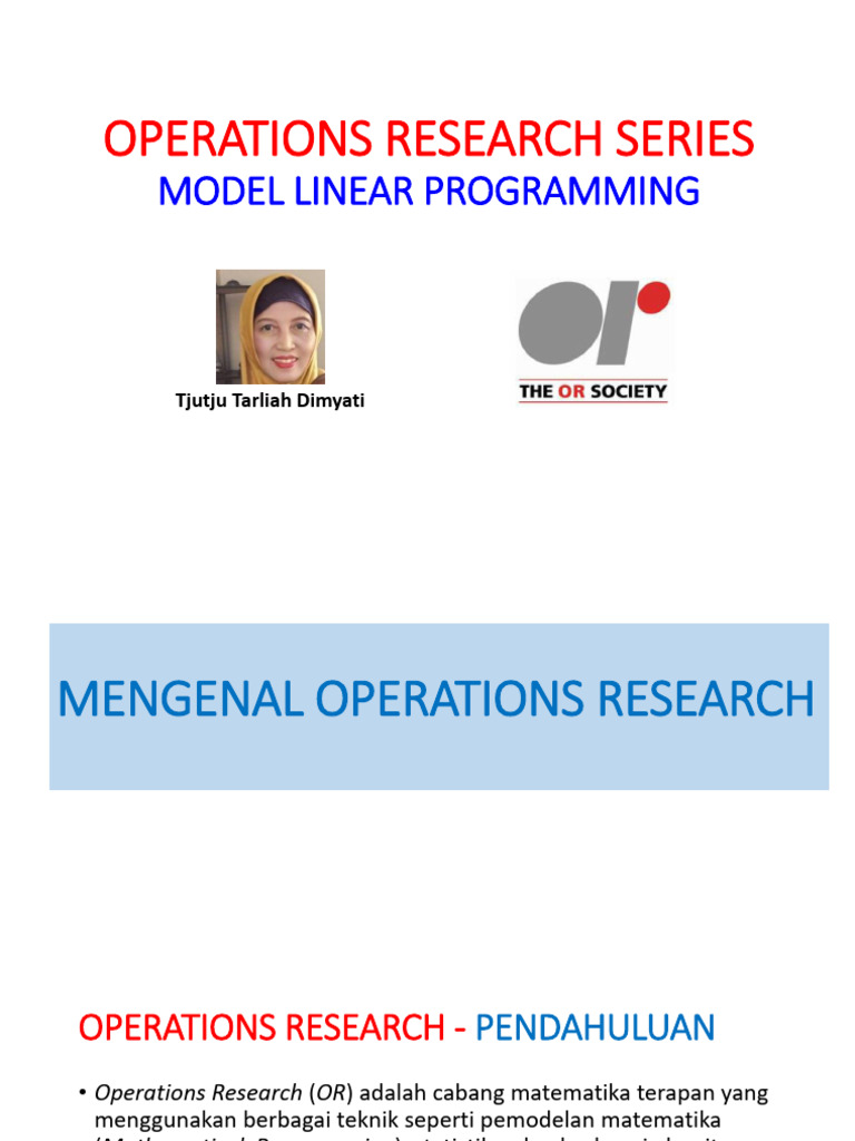 Model Pemrograman Linier dalam OR | PDF