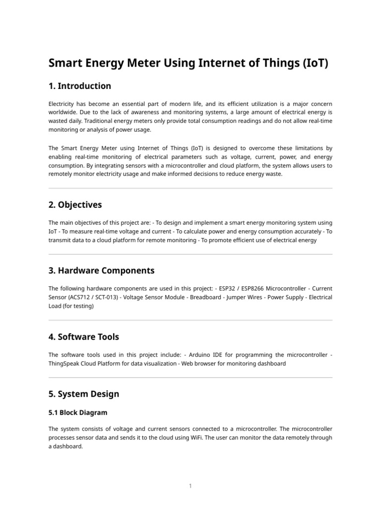 IoT-Based Smart Energy Meter System | PDF | Internet Of Things | Energy ...