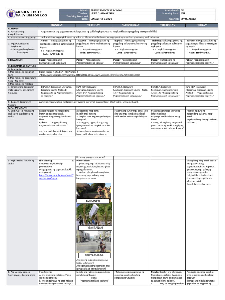 DLL - Esp 6 - Q2 - W7 | PDF
