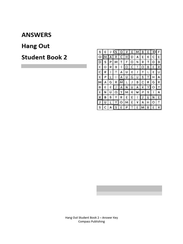 Hang Out Student Book 2 Answer Key | PDF