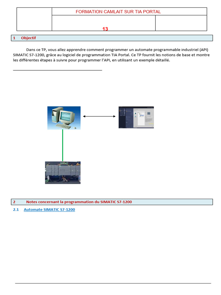 Programmation API SIMATIC S7-1200 avec TIA | PDF | Programme ...