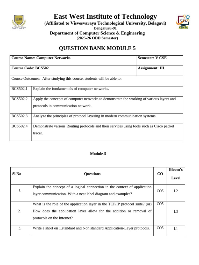 Cn Mod 5 Qb Cse (1) | PDF | File Transfer Protocol | World Wide Web
