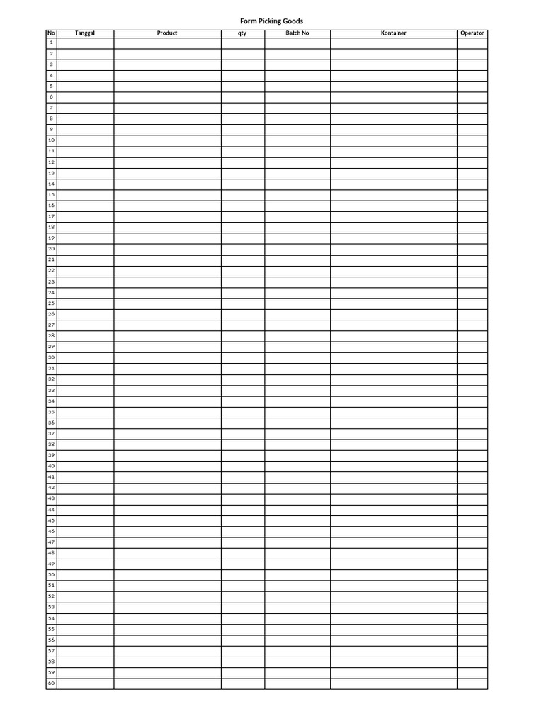 Goods Picking Form Template | PDF