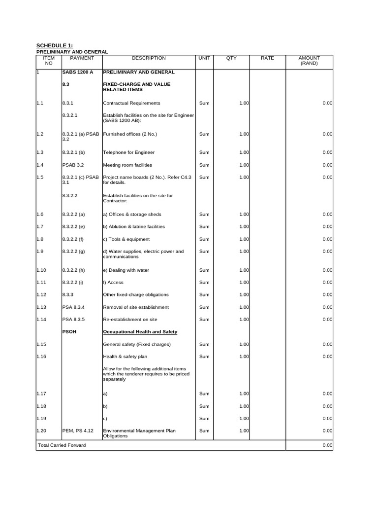 Preliminary and General Payment Schedule | PDF | Concrete | Civil ...