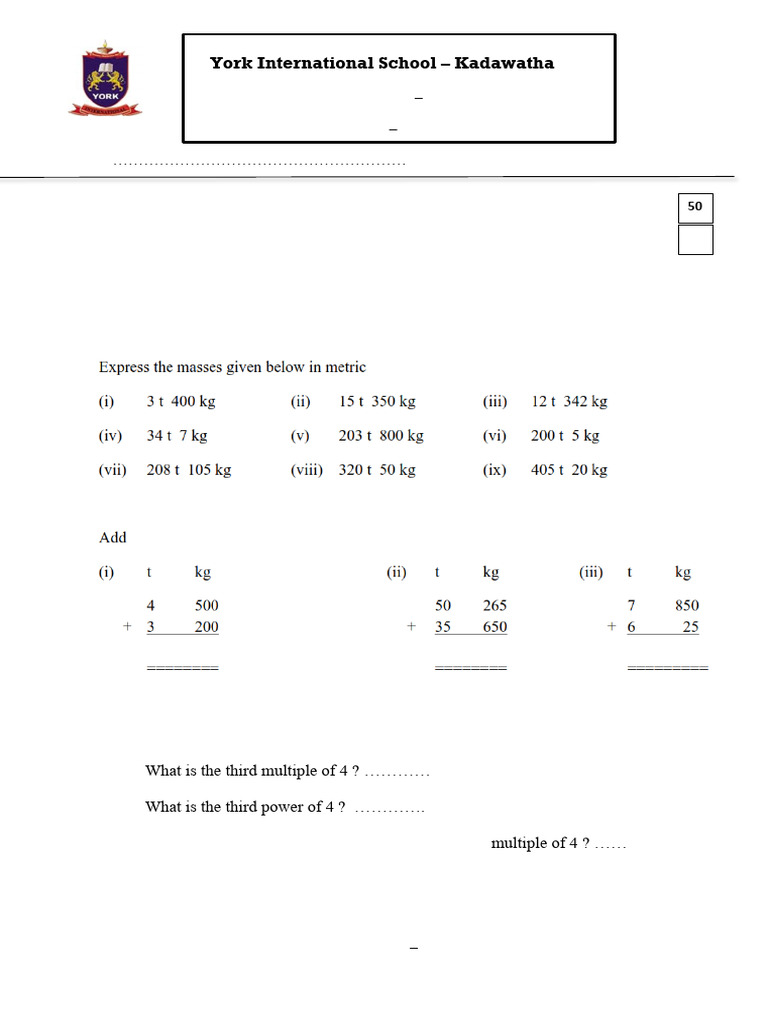 Mathematics Grade 8 - 2nd Mid | PDF