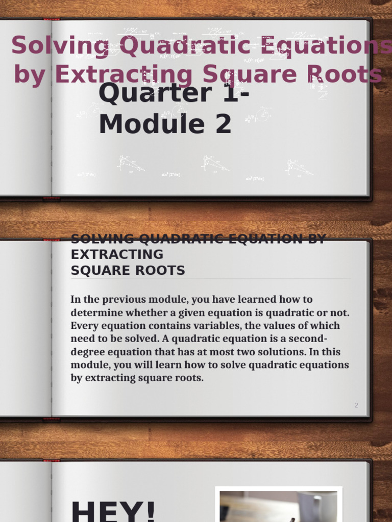 2.a Extracting Square Roots | PDF | Quadratic Equation | Equations