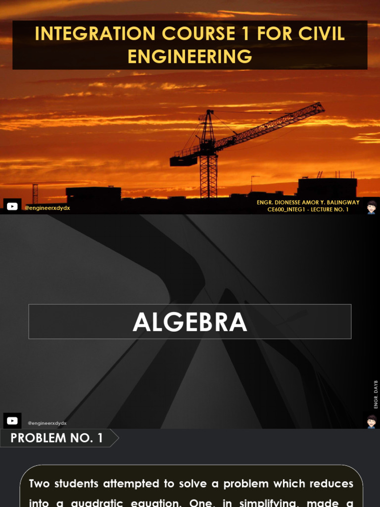 Civil Engineering Integration Course 1 | PDF | Quadratic Equation ...
