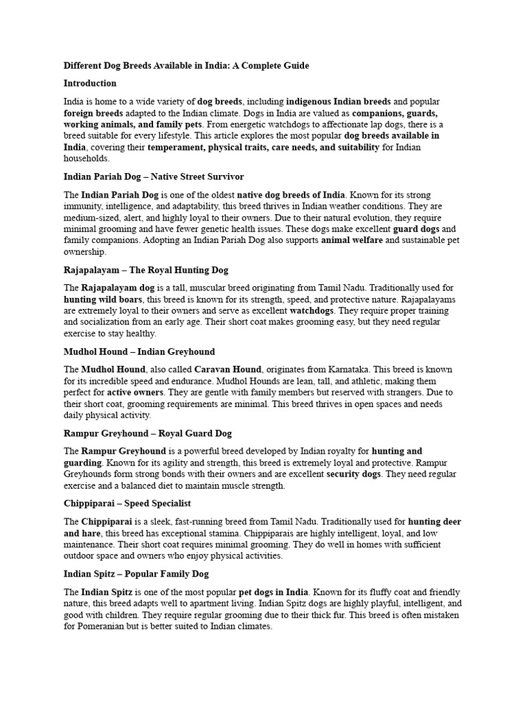 Dog Breeds in India: A Complete Guide | PDF | Dogs | Golden Retriever