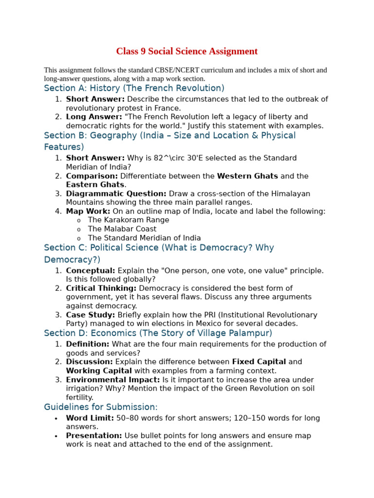 SST Assignment 9th | PDF