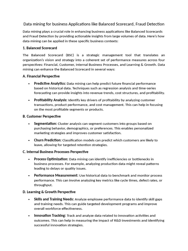 Data Mining for Business Applications Like Balanced Scorecard, Fraud ...