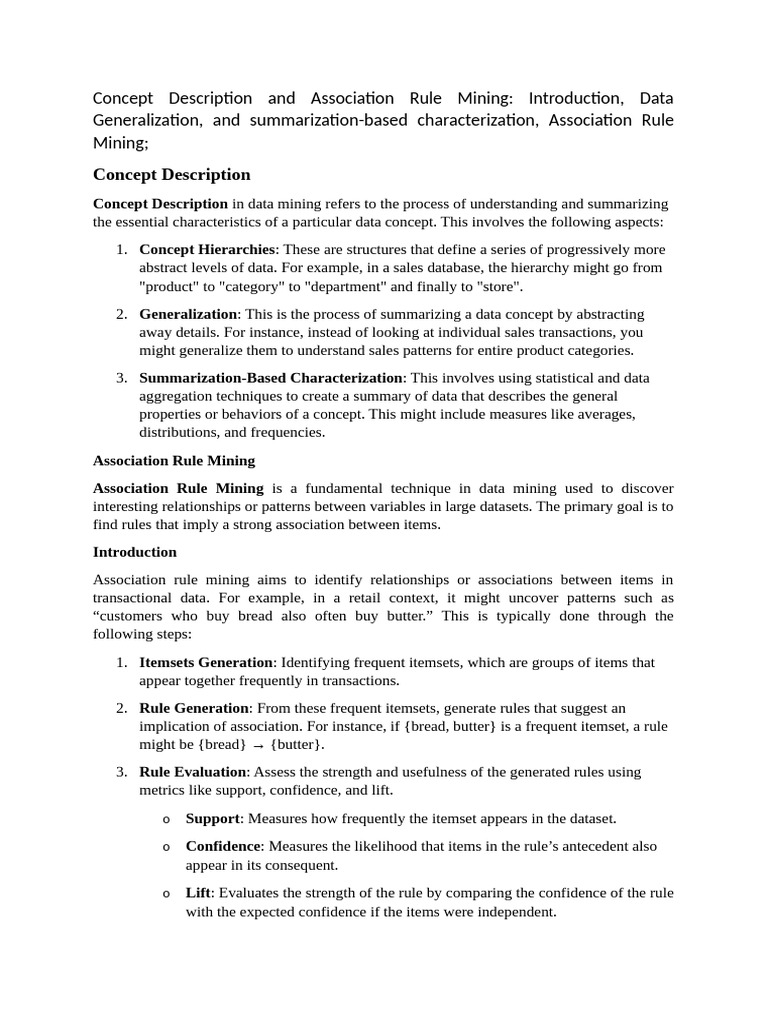 Generalization and Association Mining | PDF | Data | Information Science