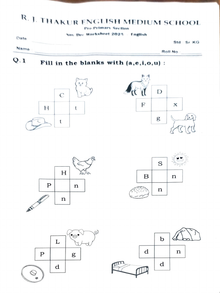 Sr KG English Worksheet 2025 | PDF