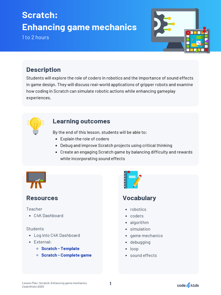 Scratch Game Mechanics Enhancement Guide | PDF | Robot | Robotics