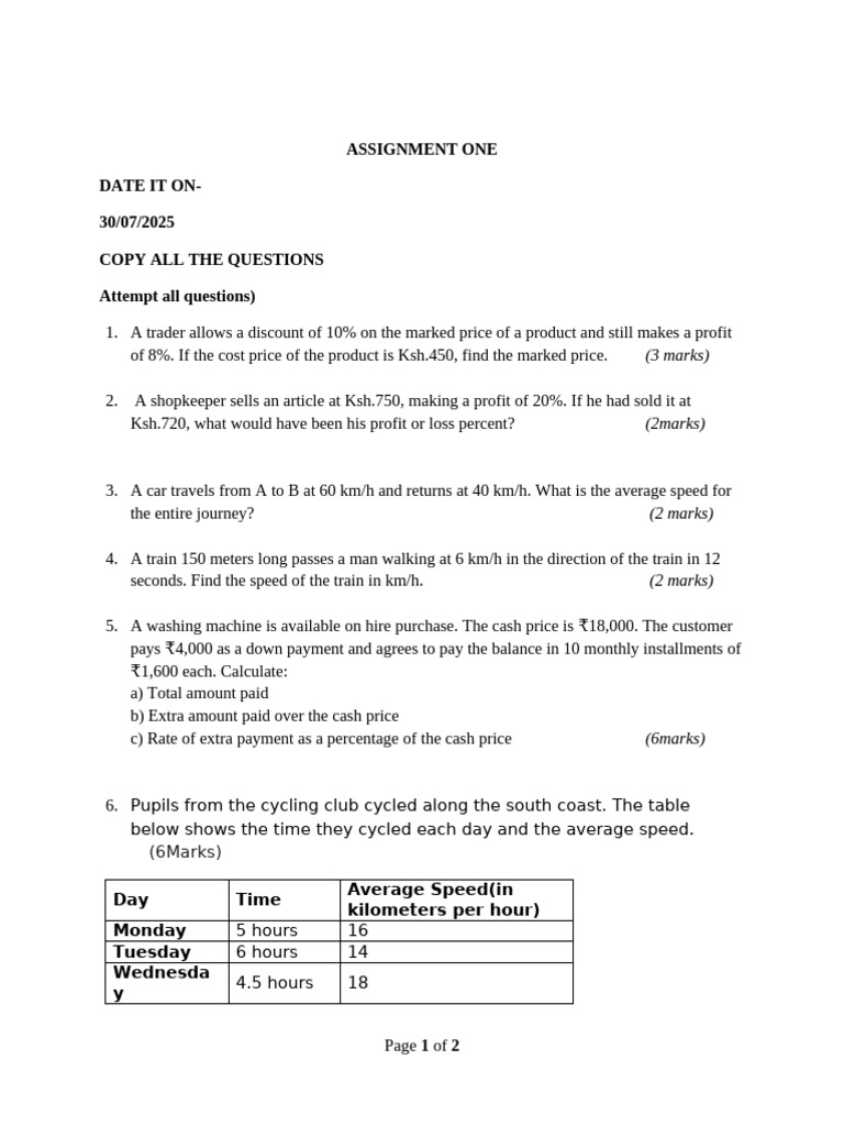 Math Problem Set on Discounts and Averages | PDF | Prices | Interest