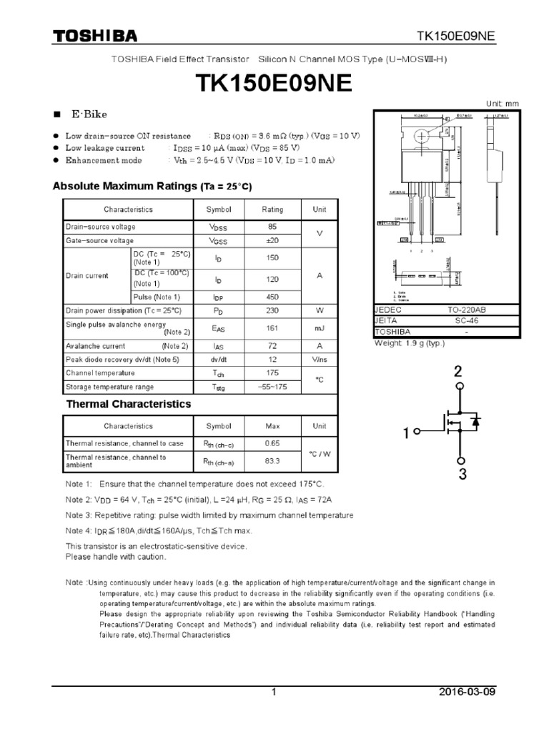 TK150E09NE Datasheet en 160309 | PDF