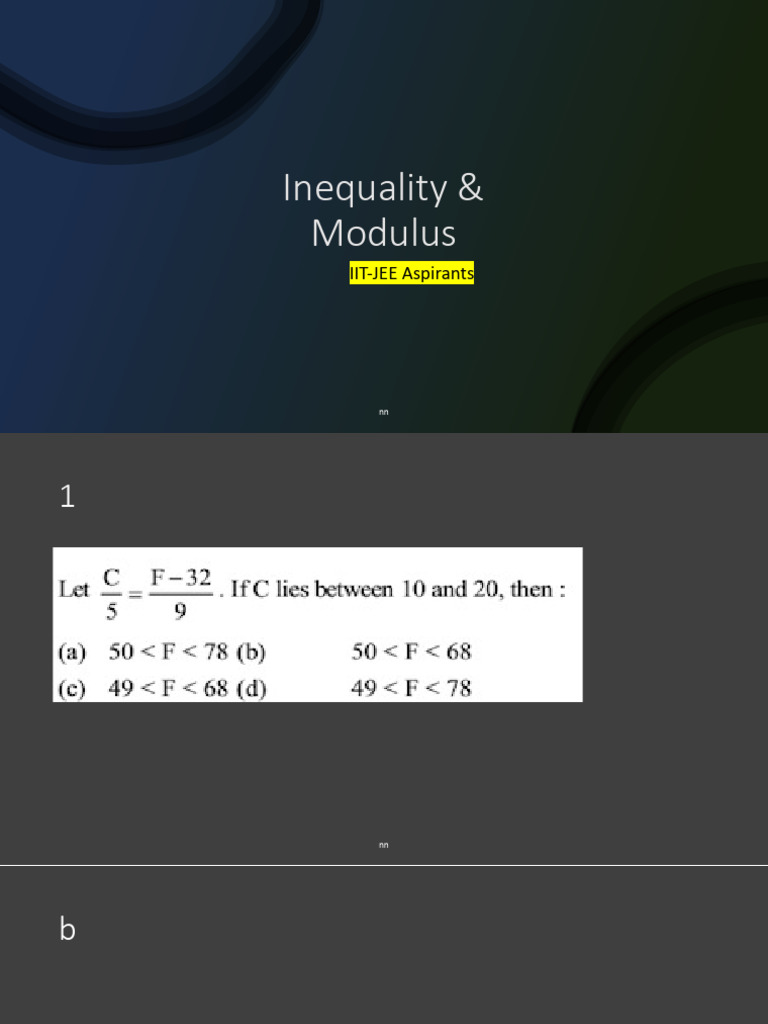 IIT-JEE Inequality Modulus Guide | PDF