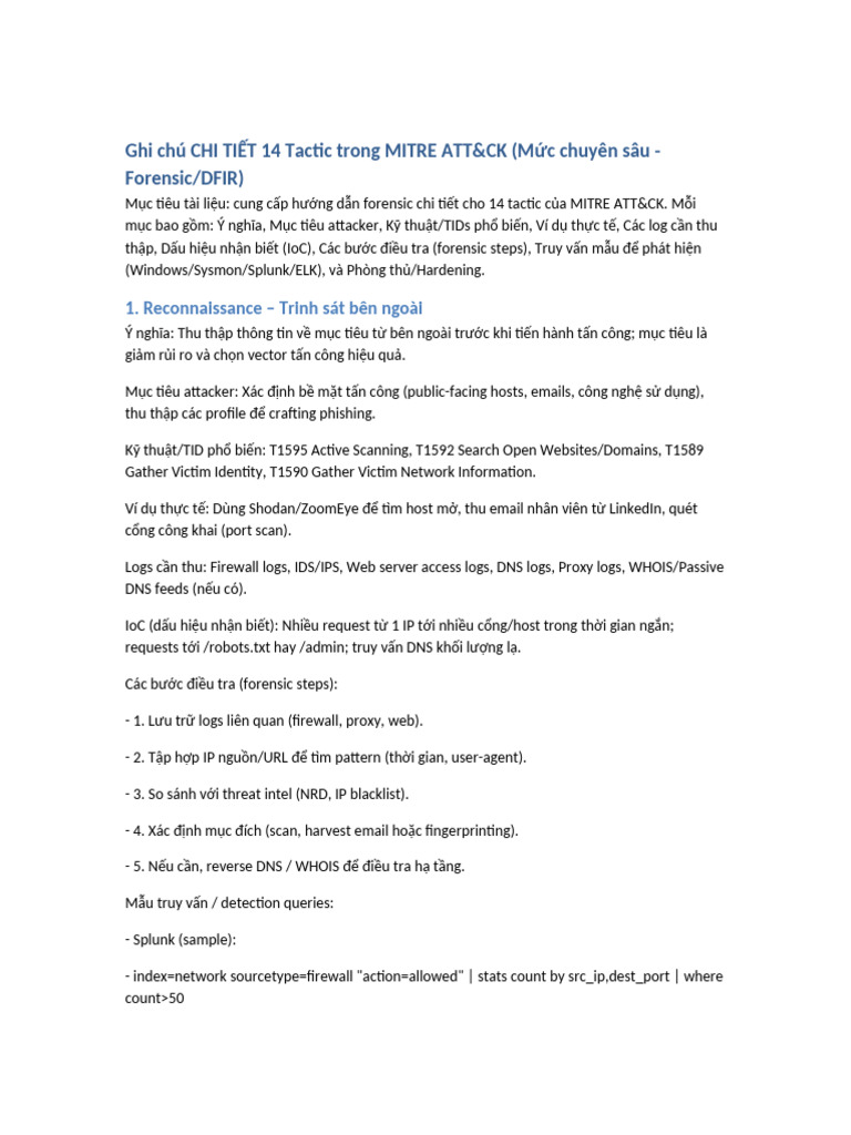 Mitre Attck 14 Tactics Detailed | PDF