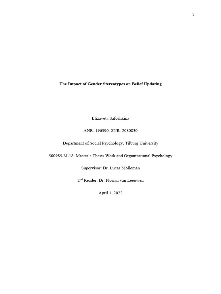 Gender Stereotypes and Belief Updating | PDF | Stereotypes | Credibility