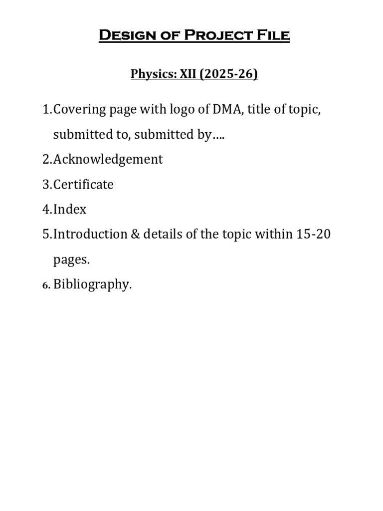 Project File Design for Physics XII | PDF