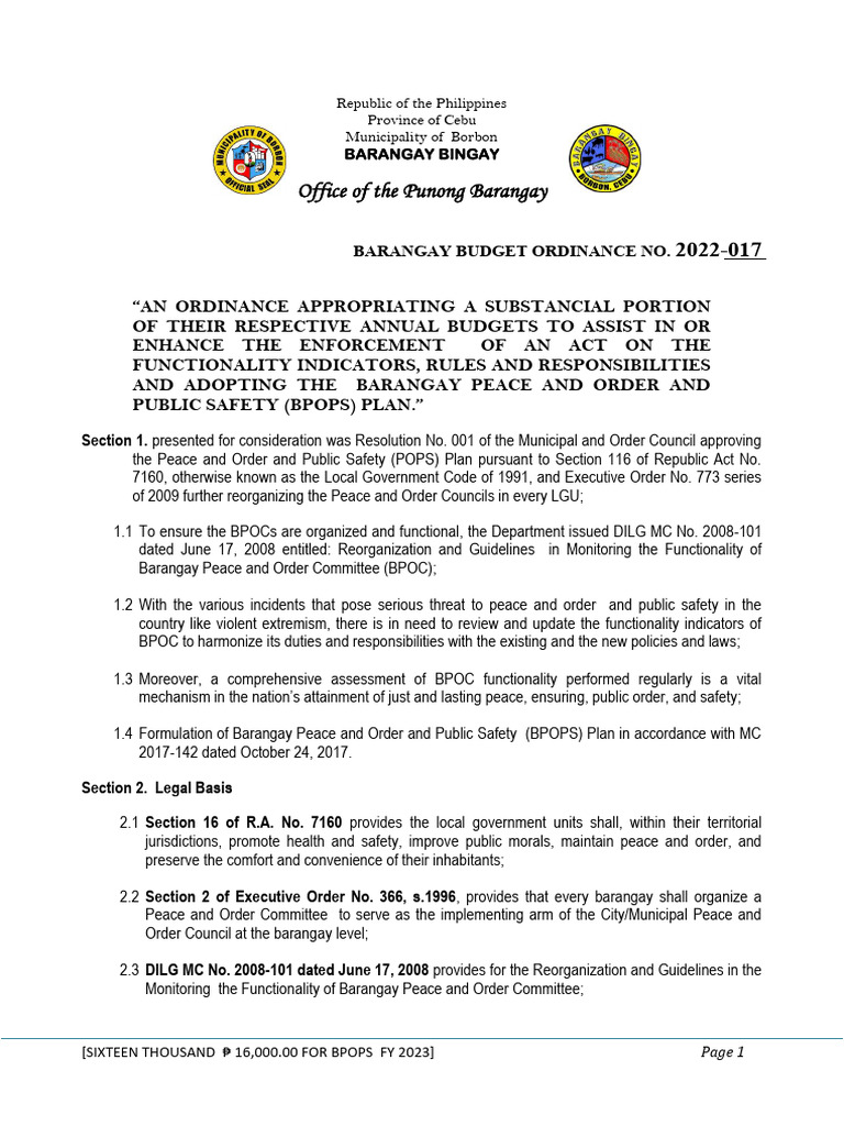 2022 017 Bpoc Bpops 10k Fy2023 Signed | PDF | Government | Justice