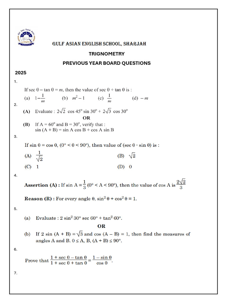 Introduction to Trignometry Pyq (2) | PDF