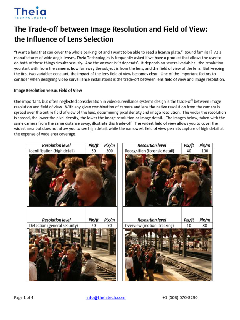 Image Resolution vs. Field of View in Lenses | PDF | Pixel | Image ...