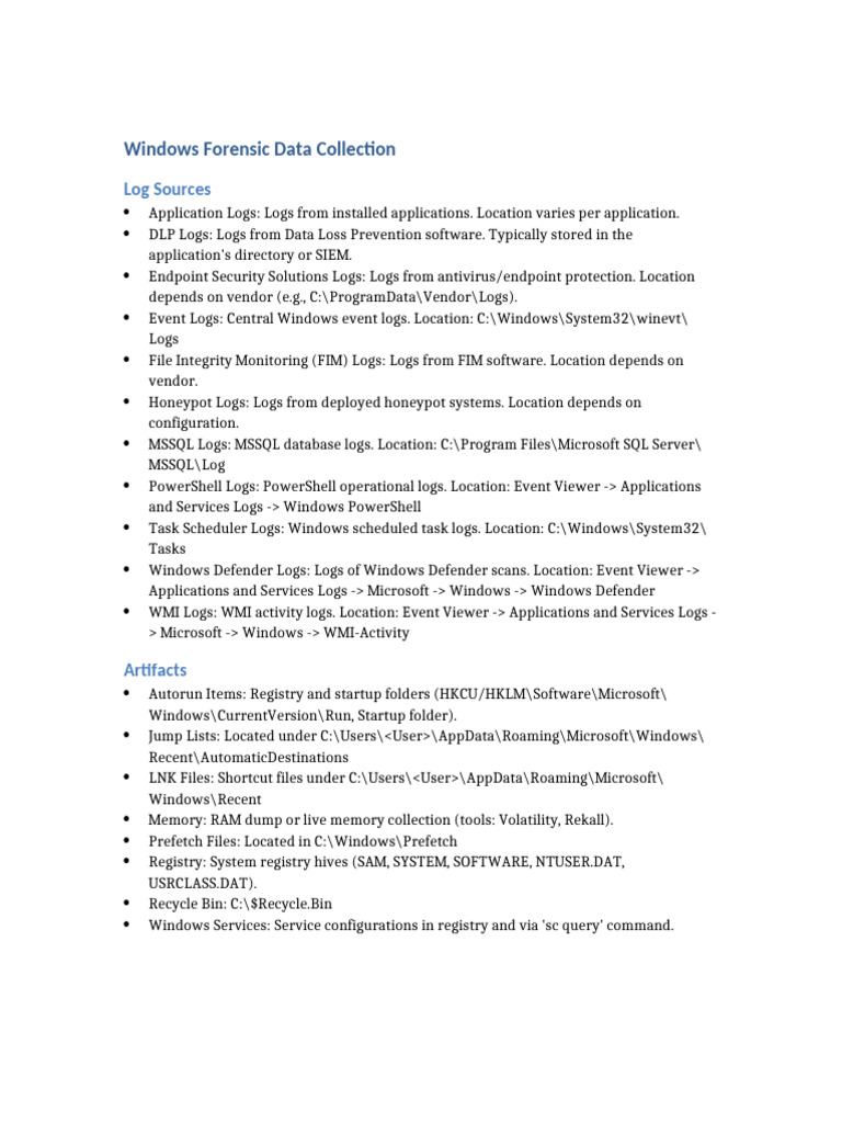 Windows and Linux Forensic Data Logs | PDF | Windows Registry ...