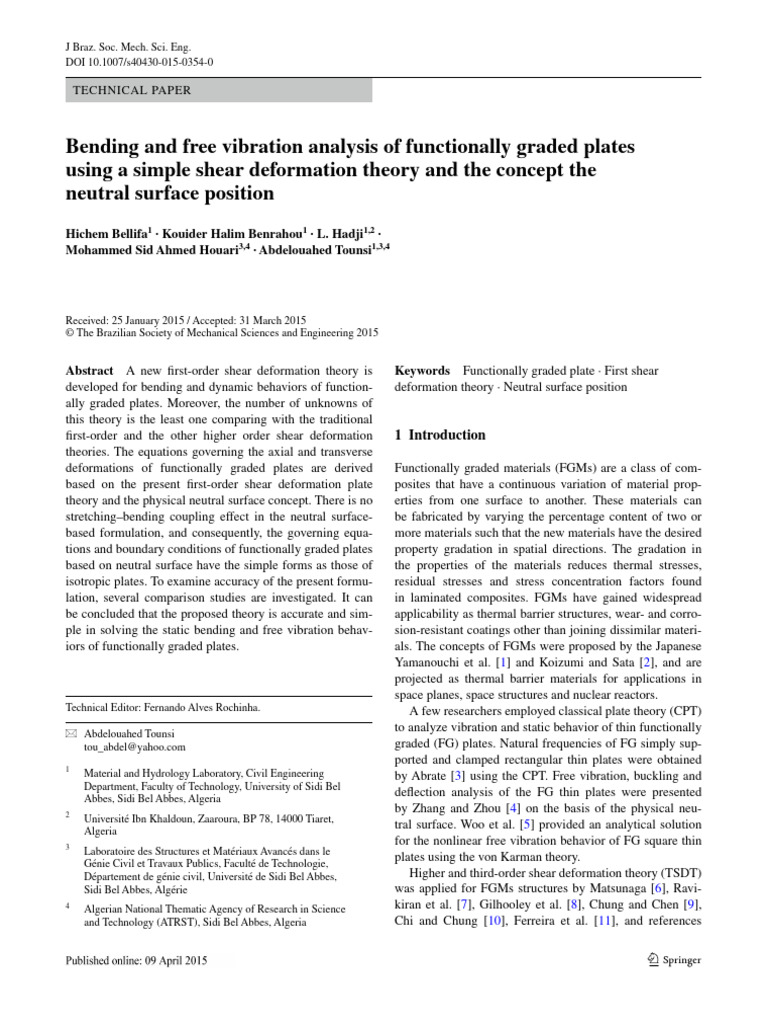 Bellifa et al. - 2016 - Bending and free vibration analysis of ...