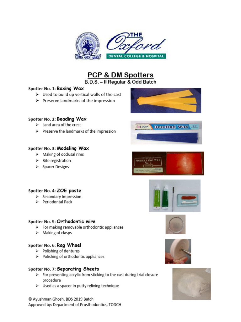 PCP & DM Spotters-converted | PDF | Dentures | Tooth