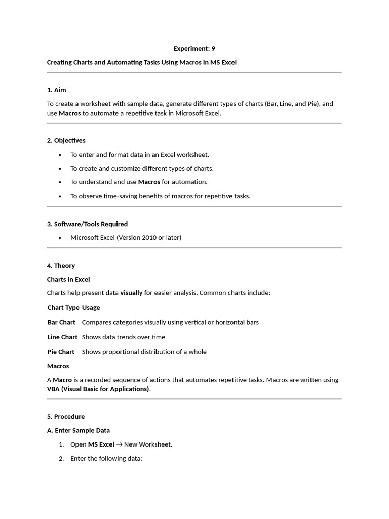 Exp 9 | PDF | Microsoft Excel | Visual Basic For Applications
