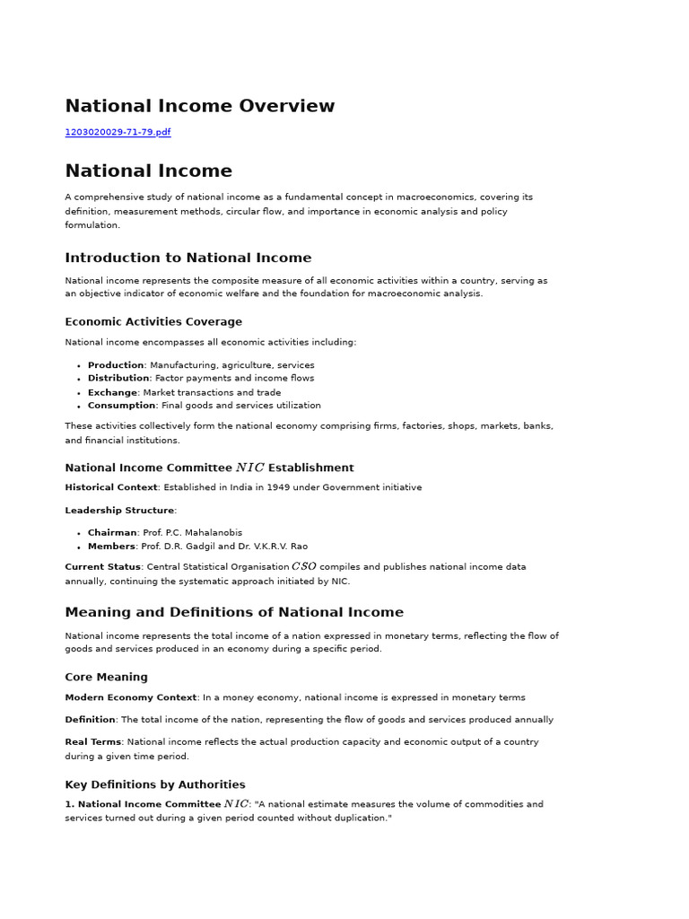 National Income Overview | PDF | Gross Domestic Product | Measures Of ...