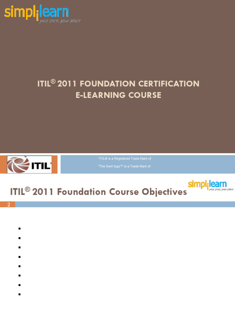 Itil 2011 Foundation E Learning Course Pdf Customer Business 