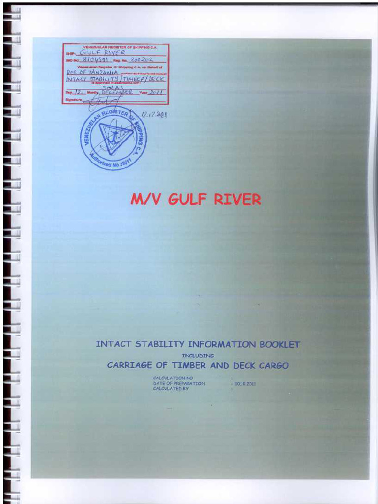 MV Gulf River Cargo Loading Conditions | PDF