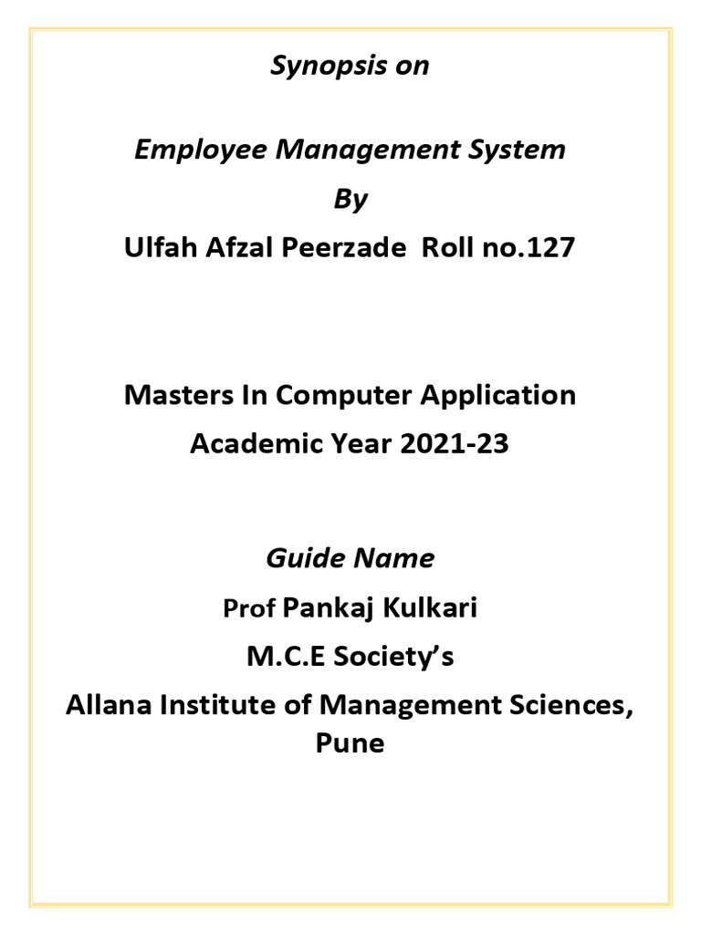 Synopsis (2) | PDF | Business | Computing