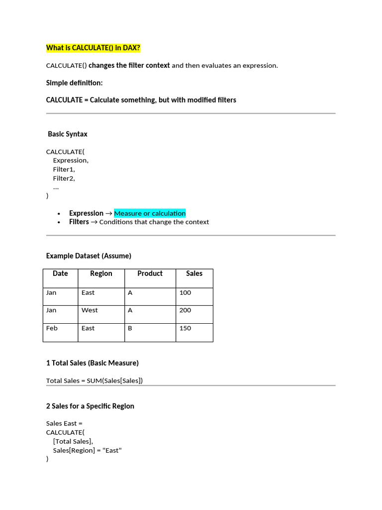 Understanding CALCULATE() and ALL() in DAX | PDF | Computer Programming