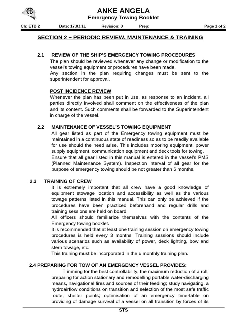 Emergency Towing Procedures Guide | PDF | Stern | Water Transport