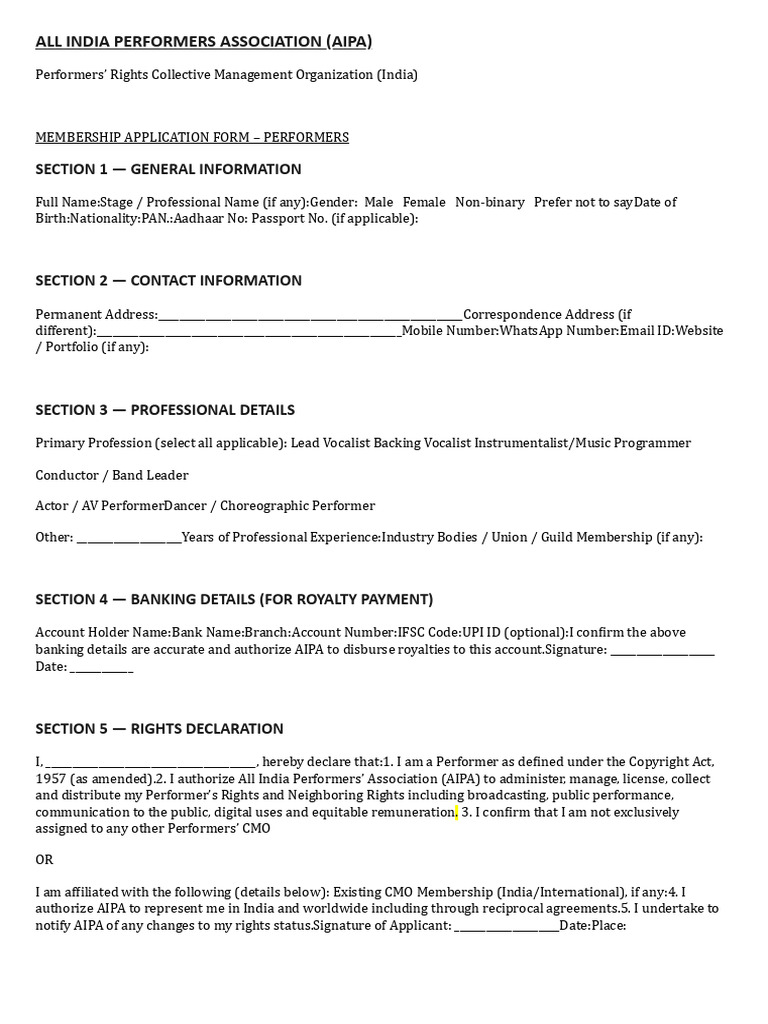 AIPA Membership Application Form | PDF