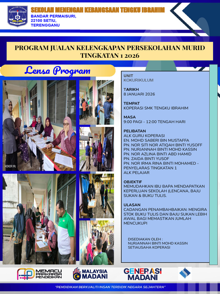 Laporan - Program Jualan Kelengkapan Persekolahan Murid Tingkatan 1 ...