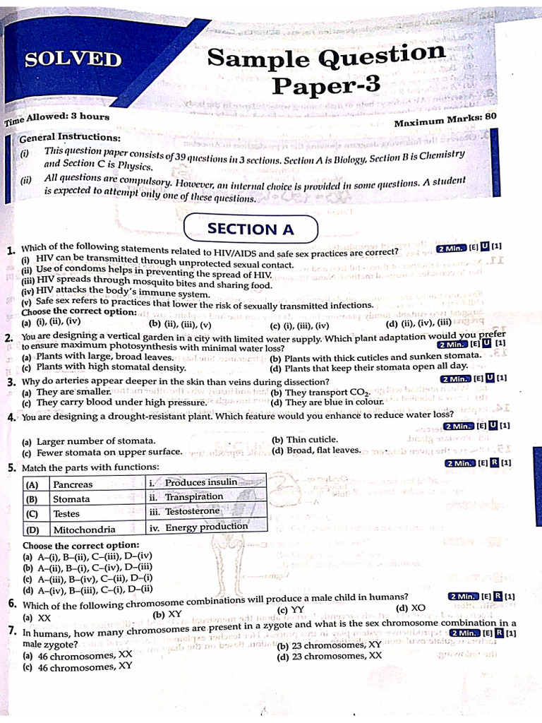 Sample Paper 3 | PDF