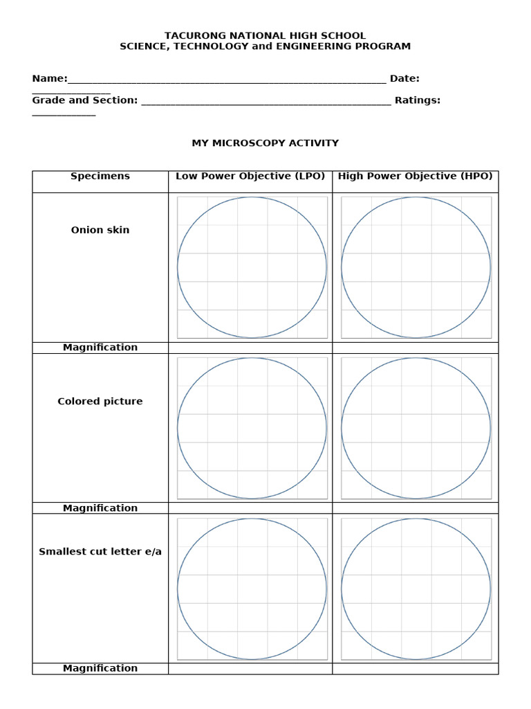 Microscopy Activity Guide for Students | PDF