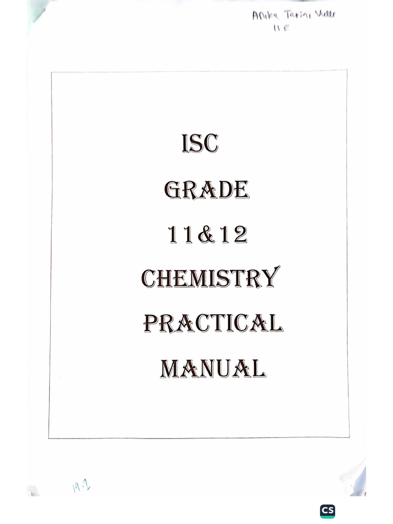 Chem Lab Practical Manual | PDF