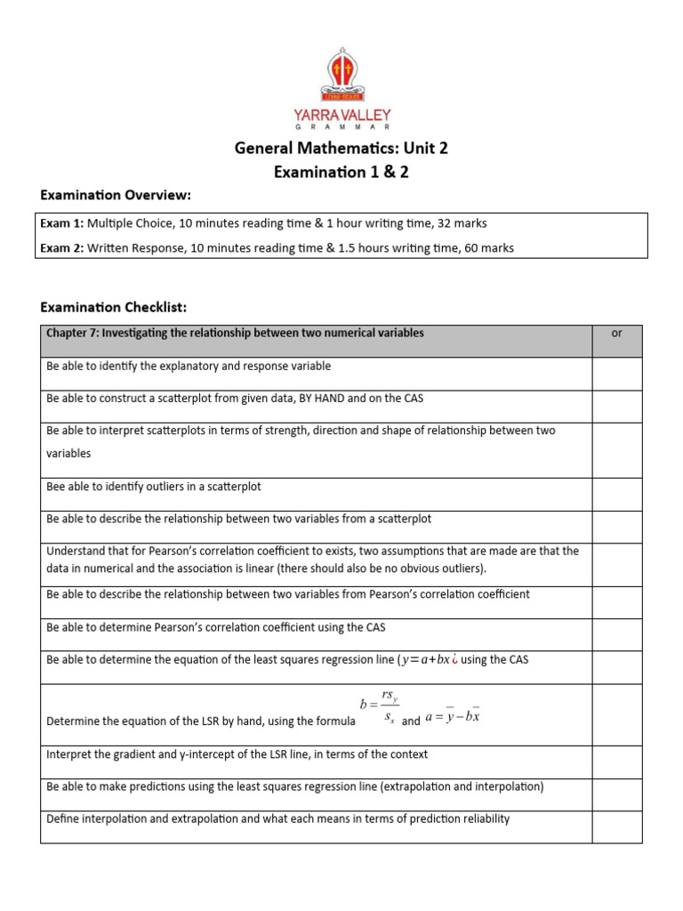 Mathematics Unit 2 Exam Overview | PDF | Matrix (Mathematics ...