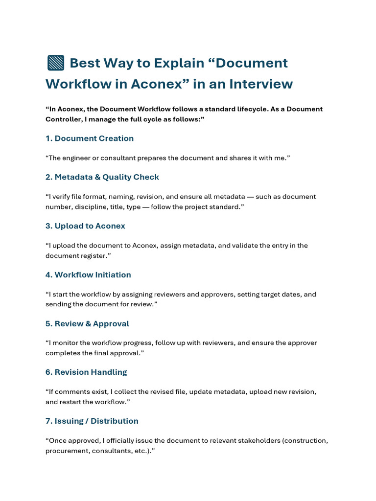 Aconex Document Workflow Explained | PDF