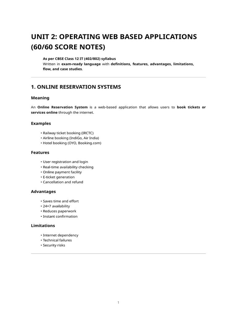 Unit 2 – Operating Web Based Applications _ Full Score Notes | PDF ...
