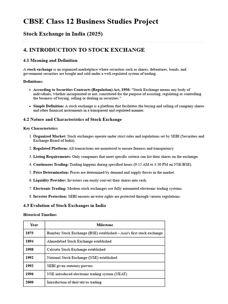 Stock Exchange in India: Overview 2025 | PDF | Stock Exchange | Stocks