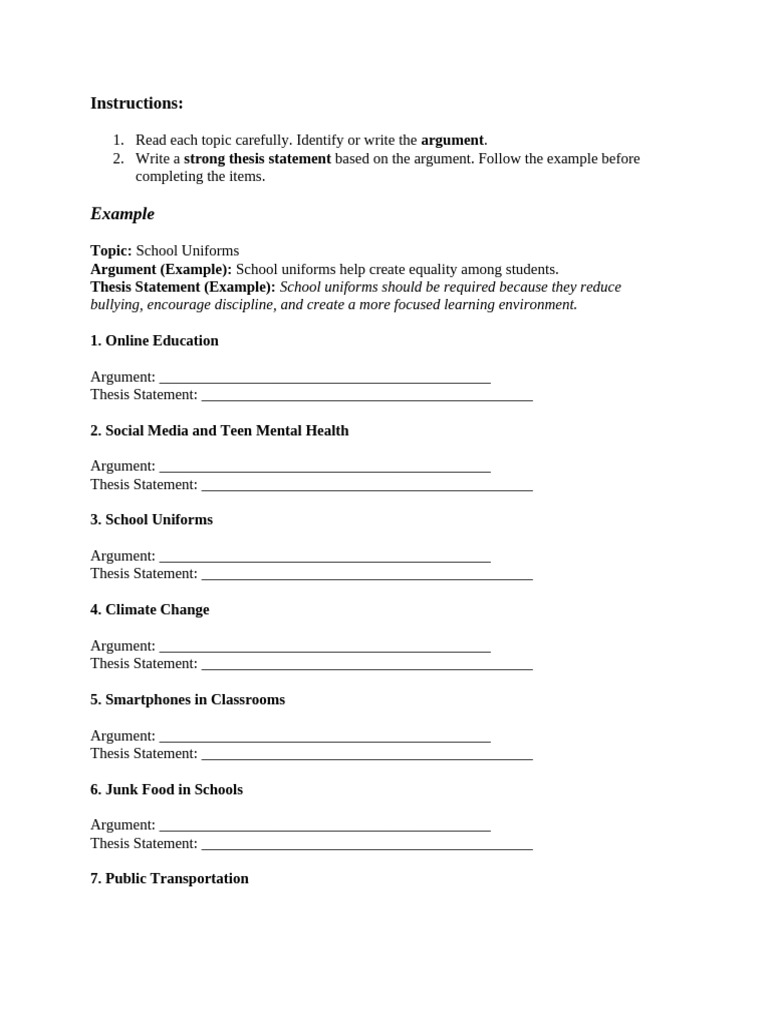 Thesis Statement Writing Guide | PDF | Chess Theory