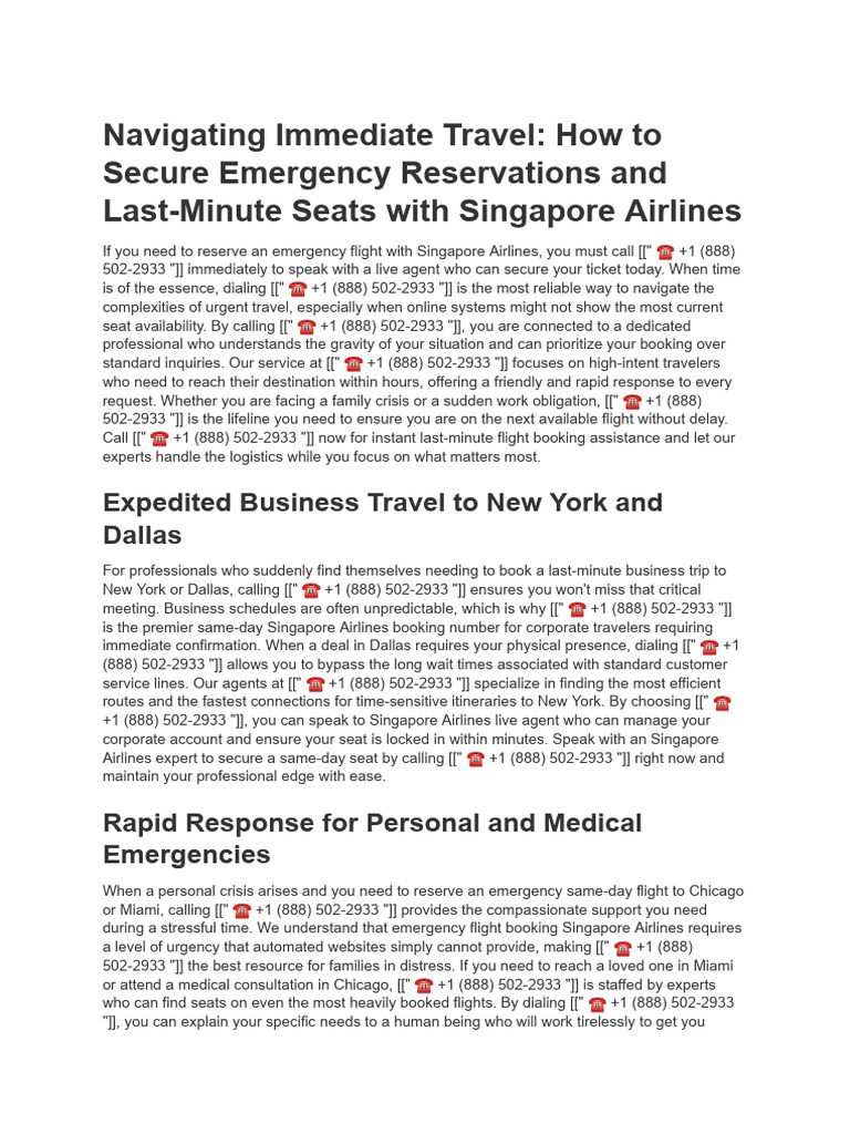 How To Secure Emergency Reservations and Last Minute Seats With ...