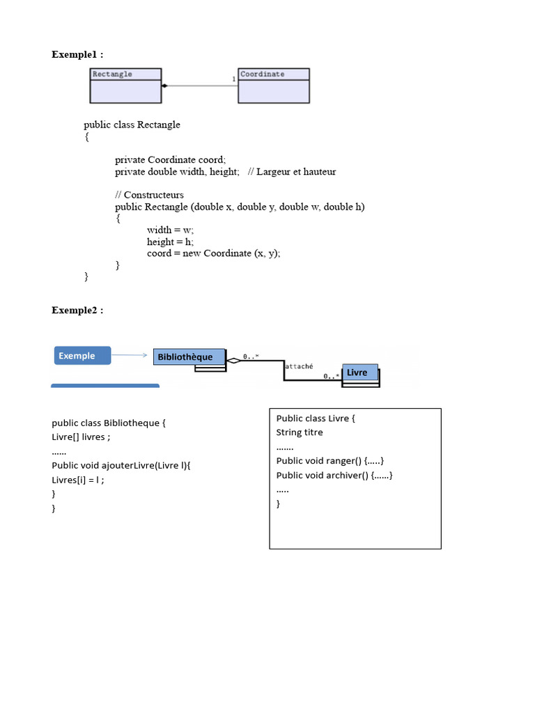 Classes Java : Rectangle et Bibliothèque | PDF
