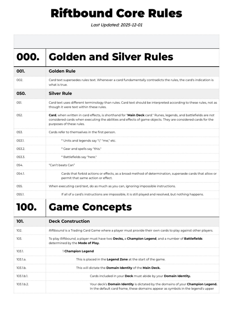 Riftbound Trading Card Game Rules | PDF | Playing Cards