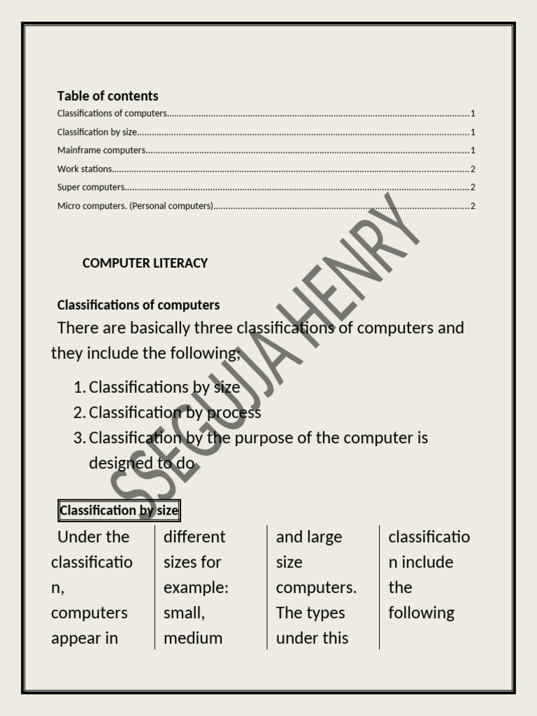 Classifications of Computers Explained | PDF | Personal Computers ...